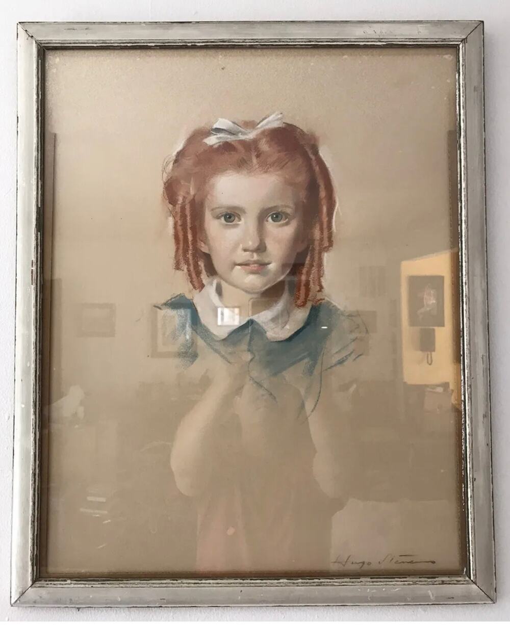 Vintage Hugo Stevens Redhead Ginger Girl Pastel Pretty Portrait Gibson Girl
